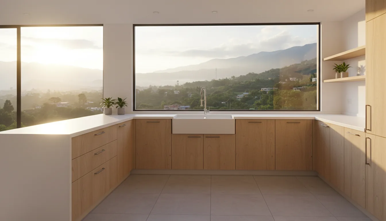 Cocina luminosa con vista