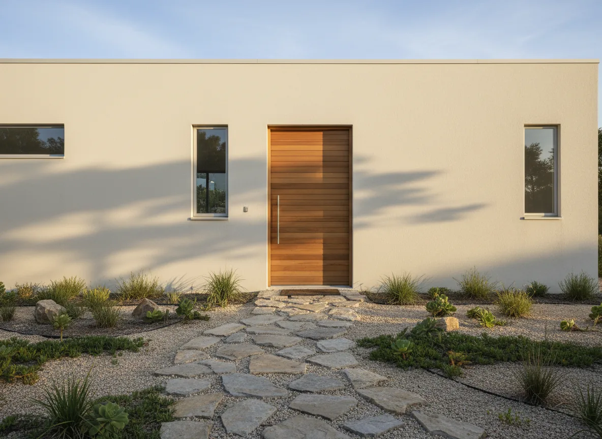Fachada de casa al amanecer